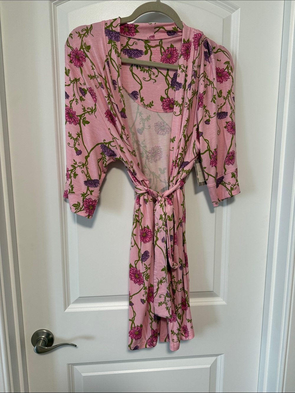 Floral Pink Wrap Robe and Breast feeding pj set